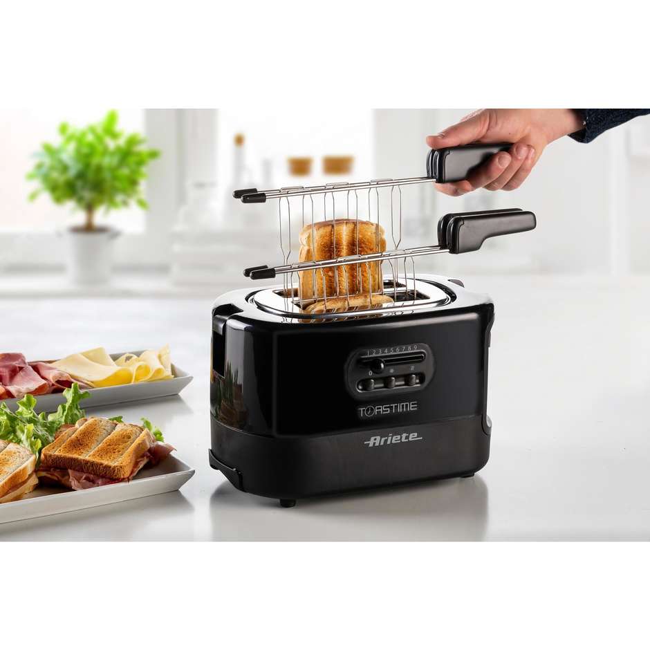 Ariete 159/02 Toastime Tostapane elettrico potenza 700 Watt 9 livelli doratura colore nero