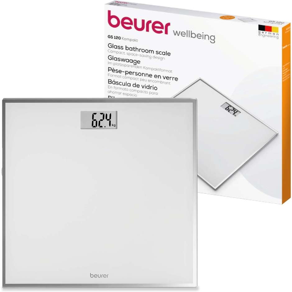 Beurer GS 120 Bilancia in Vetro Pesapersone in Formato Compatto Colore Bianco