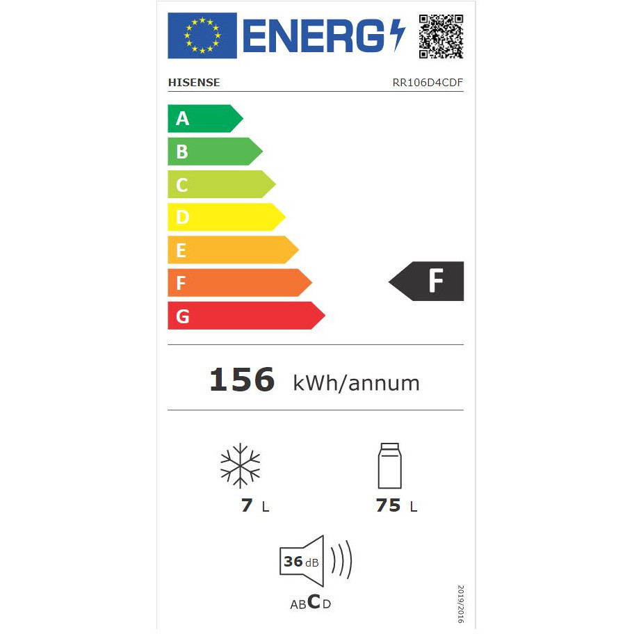 Hisense RR106D4CDF Frigorifero Sotto-tavolo Capacità 82 Lt Classe F Colore Grigio