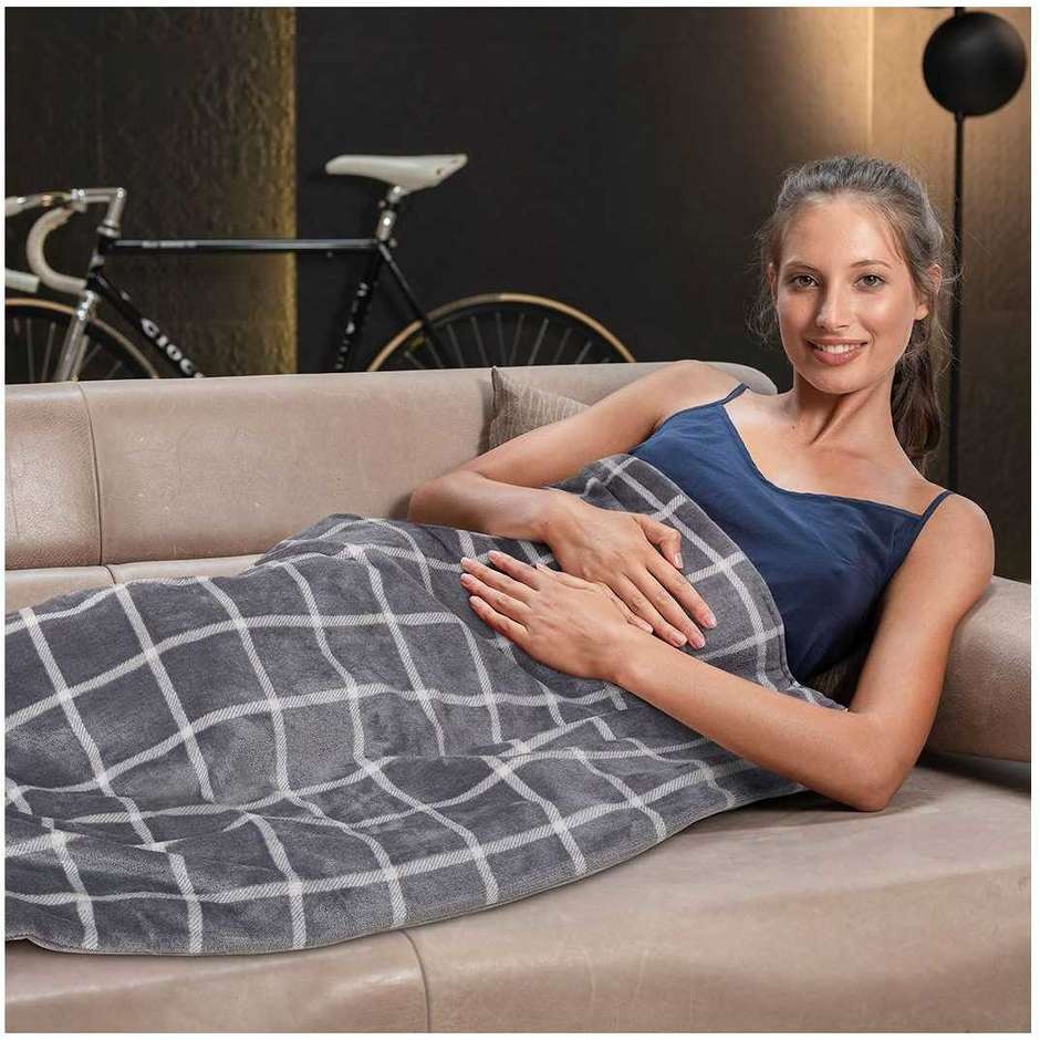 Imetec 16775 Adapto Velvet Square Plaid riscaldabile 150x95 cm 6 temperature colore grigio