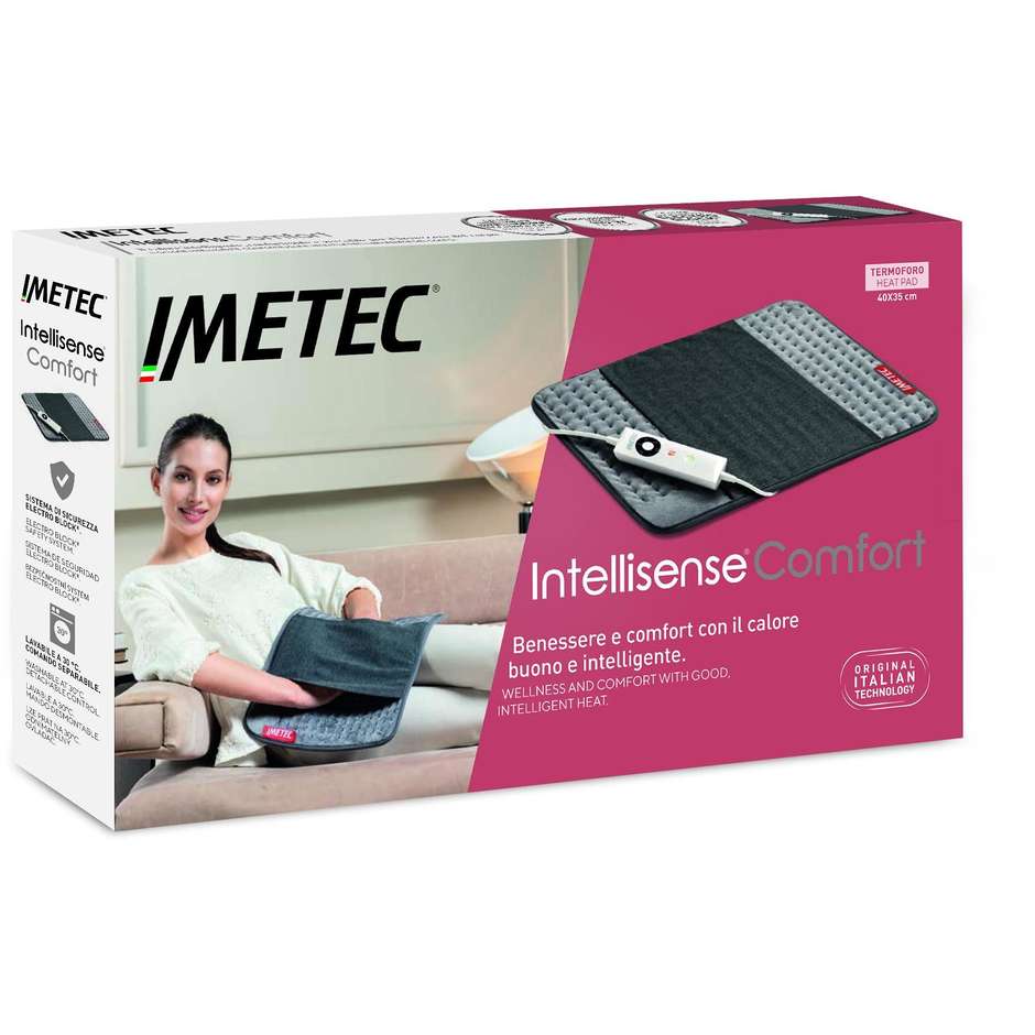 Imetec 16783 Termoforo Rettangolare 5 Livelli Potenza 110 W colore grigio