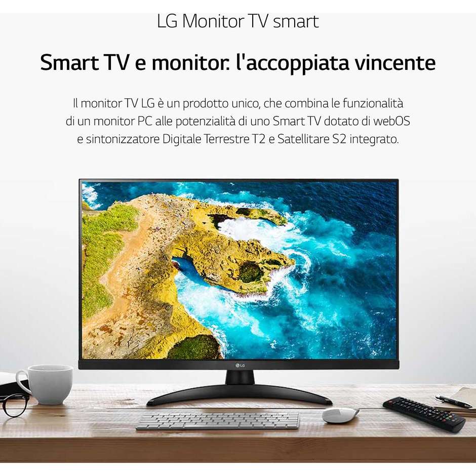 LG 27TQ615S-P Tv LED 27" Full HD Smart Tv Wi-Fi Classe E Colore cornice Nero