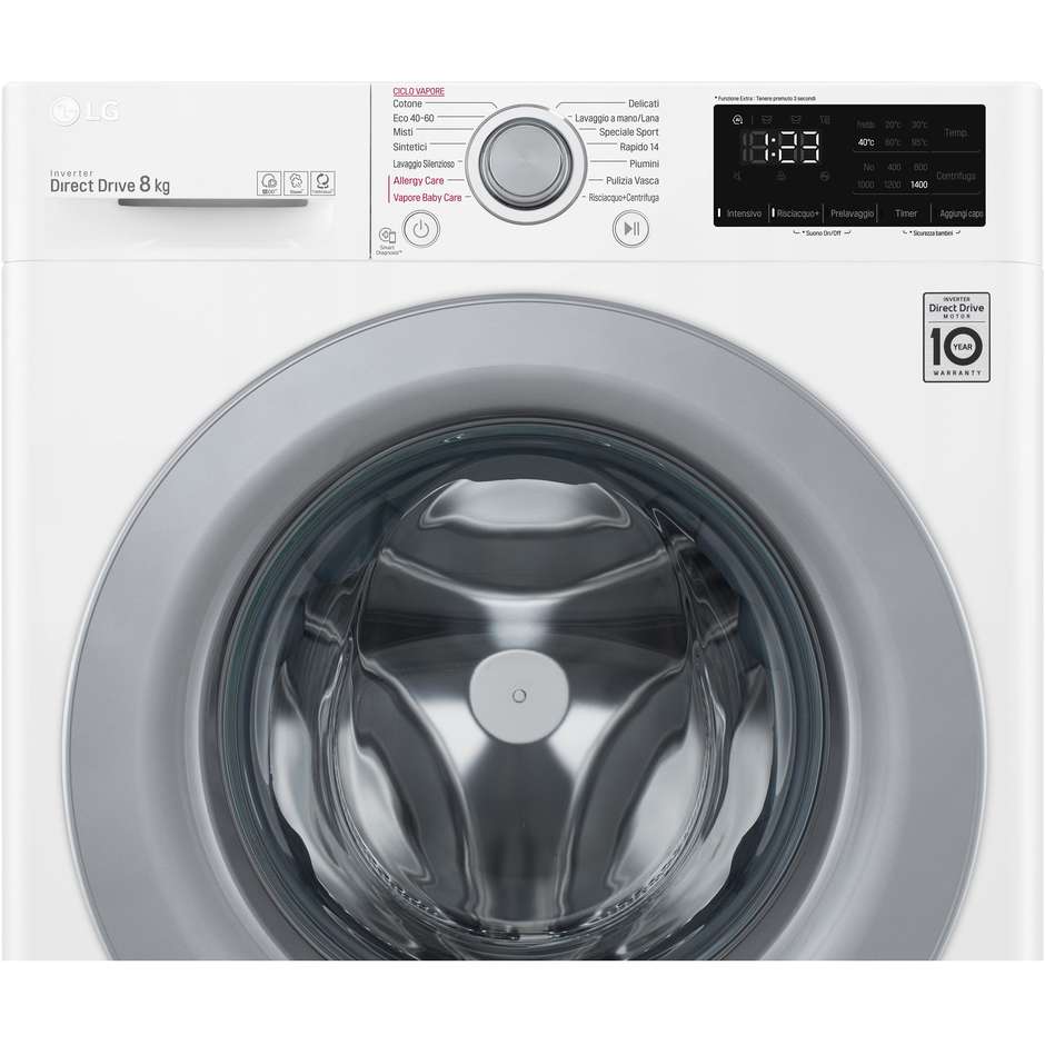 LG F2W3S7S4 Lavatrice Carica Frontale Slim Capacità 7 Kg 1200 Giri/Min Classe D colore bianco