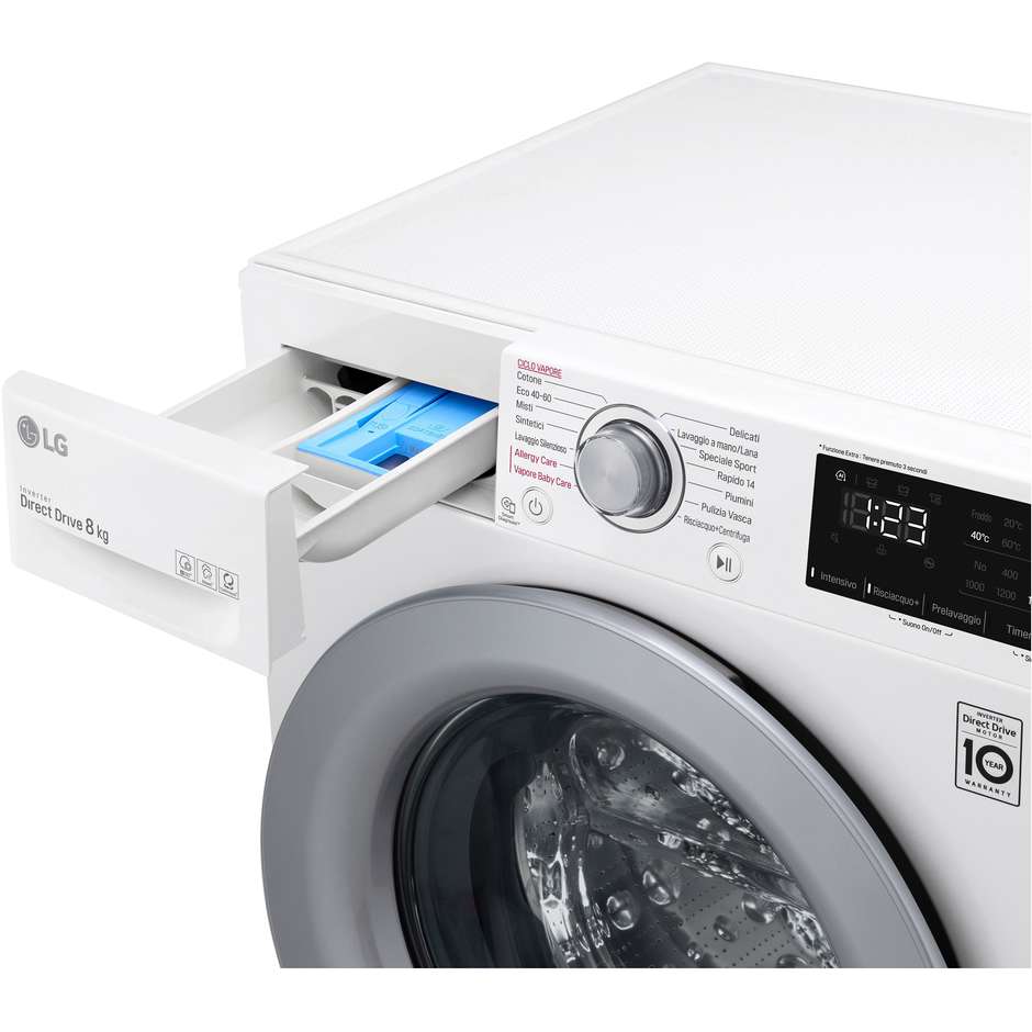 LG F2W3S7S4 Lavatrice Carica Frontale Slim Capacità 7 Kg 1200 Giri/Min Classe D colore bianco