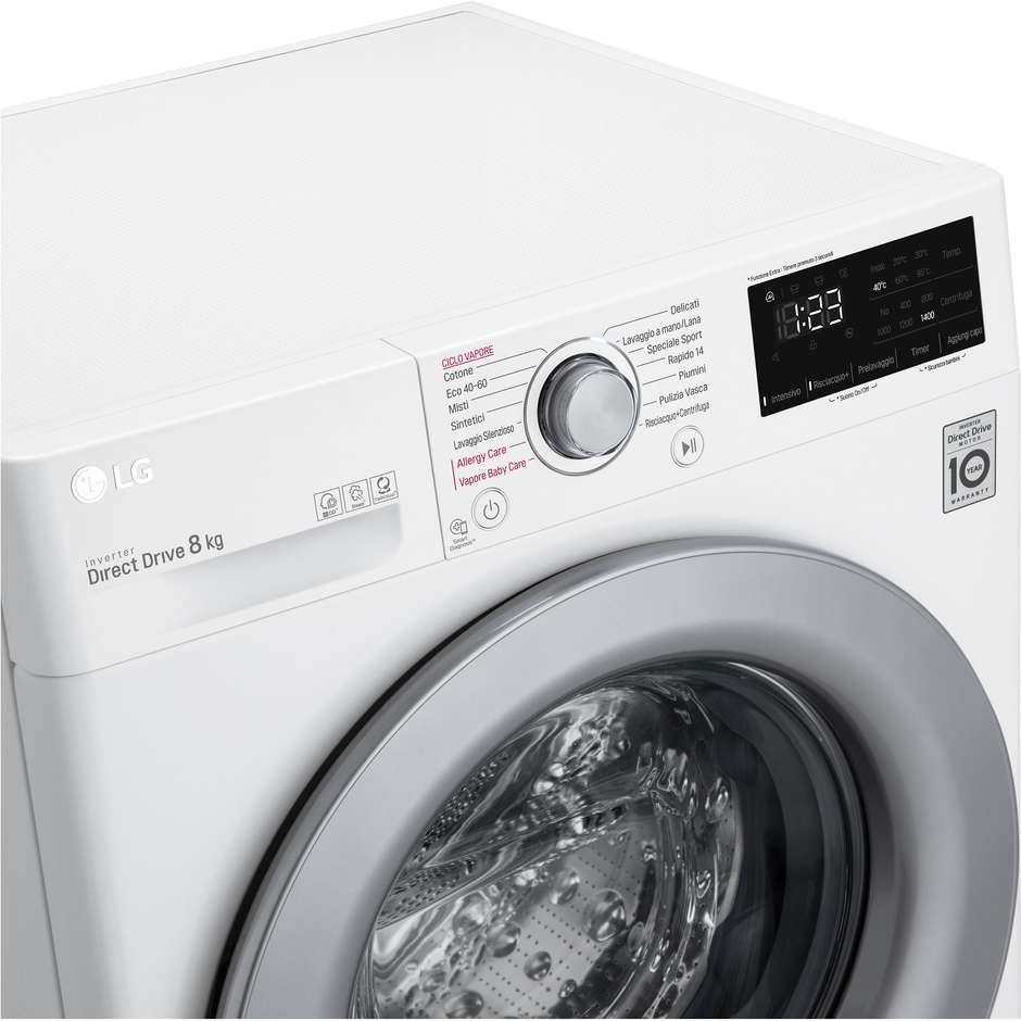 LG F2W3S7S4 Lavatrice Carica Frontale Slim Capacità 7 Kg 1200 Giri/Min Classe D colore bianco