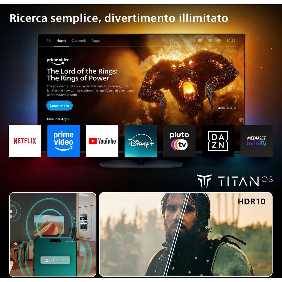 Philips 40PFS6000/12 TV LED 40" Full HD Smart TV Wi-Fi Classe E Colore Nero