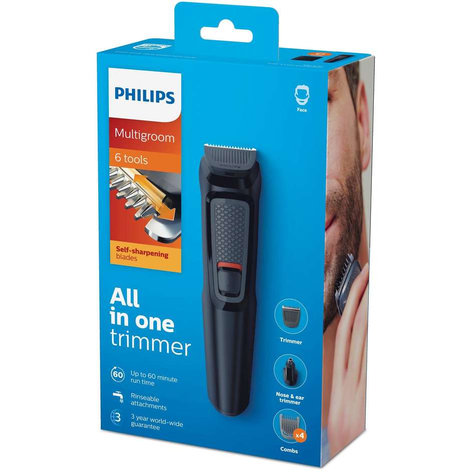 Philips MG3710/15 Multigroom rasoio elettrico 6 in 1 ricaricabile colore nero