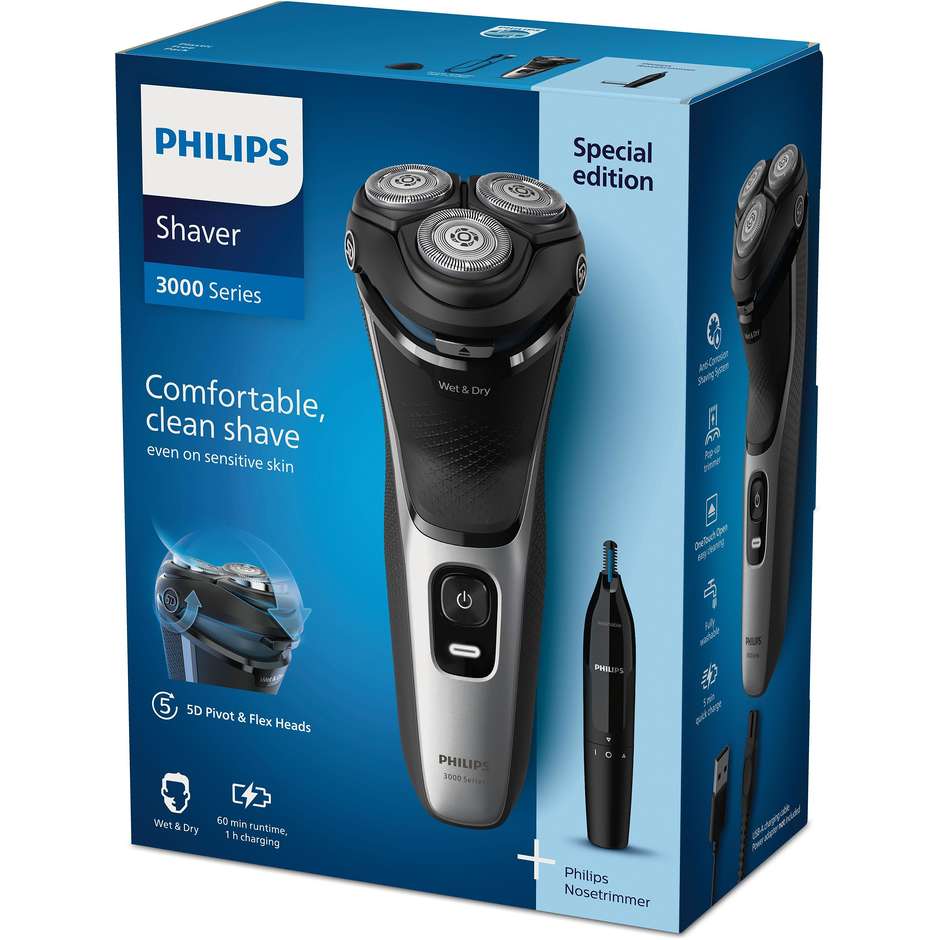 Philips Shaver 3000 Series S3143/02 Rasoio elettrico Wet & Dry