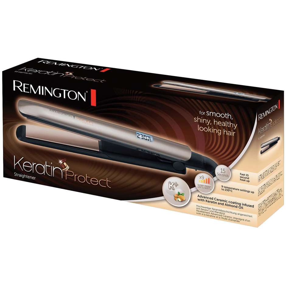 Remington S8540 Piastra stretta ceramica per Capelli Colore Crema,Nero