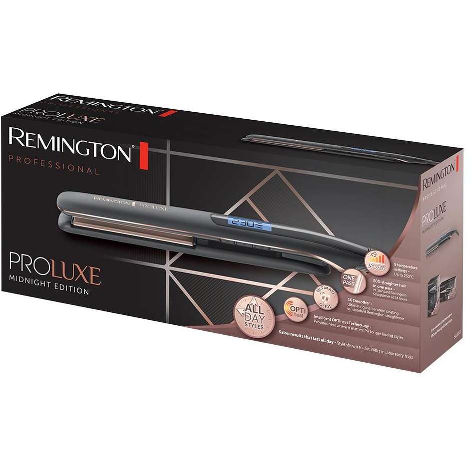 Remington S9100B Pro Luxe Midnight Piastra per Capelli in Ceramica Colore Nero
