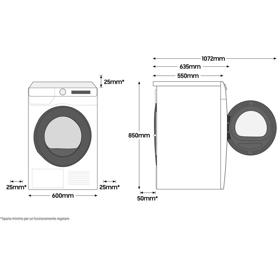 Samsung WW90T534DAE Lavatrice Carica Frontale Capacità 9 Kg 1400 Giri/Min Classe A colore bianco