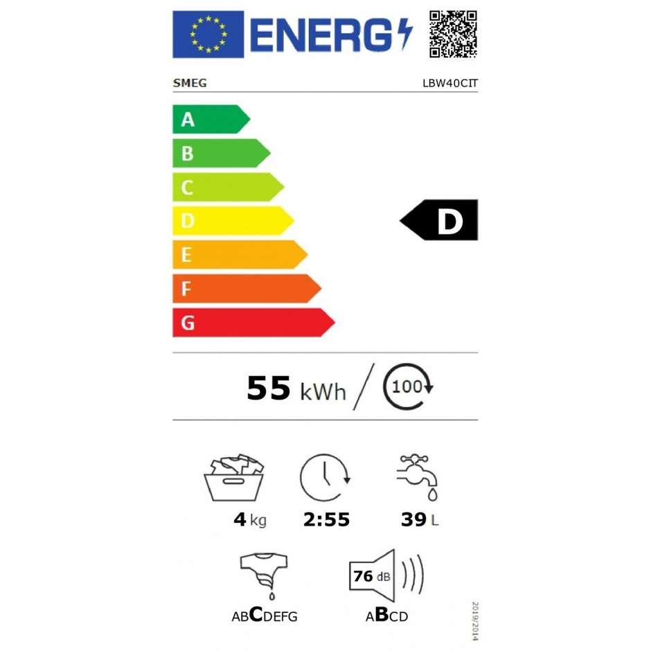 Smeg LBW40CIT Lavatrice Snella Capacità 4 Kg 1000 giri/min Classe D colore bianco