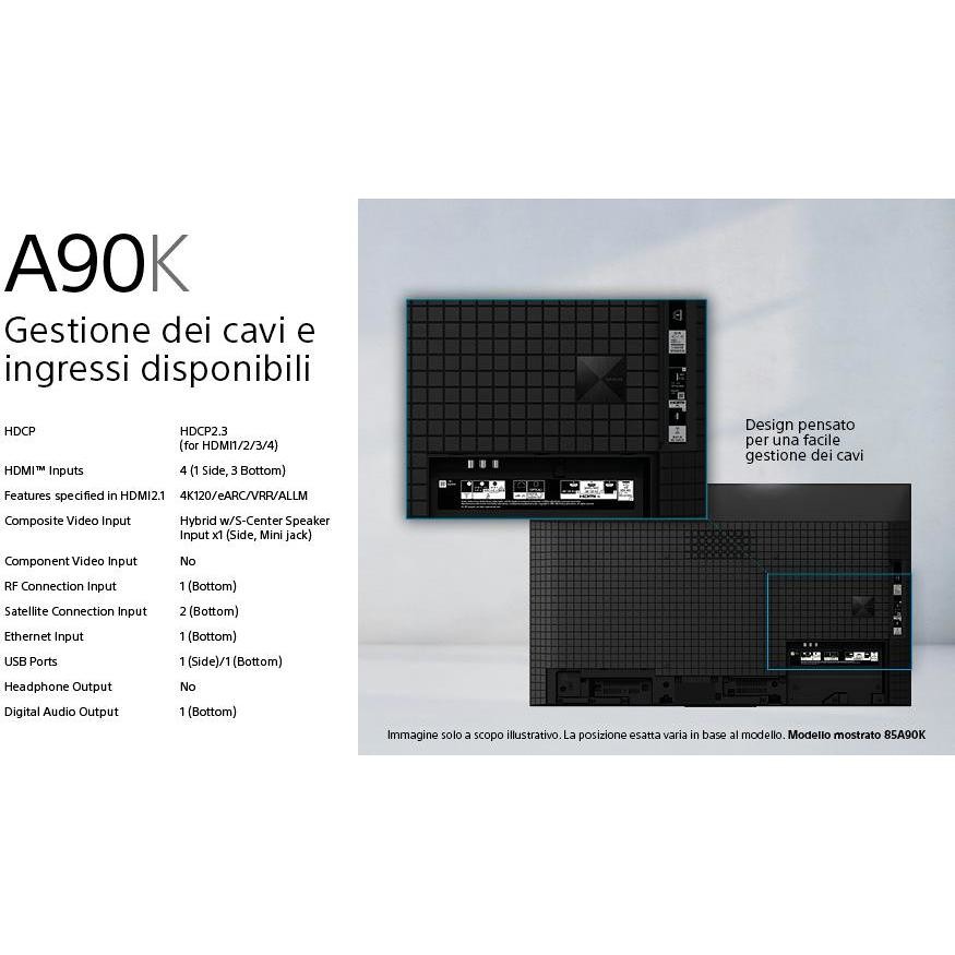 Sony XR48A90KAEP TV OLED 48" 4K Ultra HD Smart TV Wi-Fi Classe G colore cornice Nero