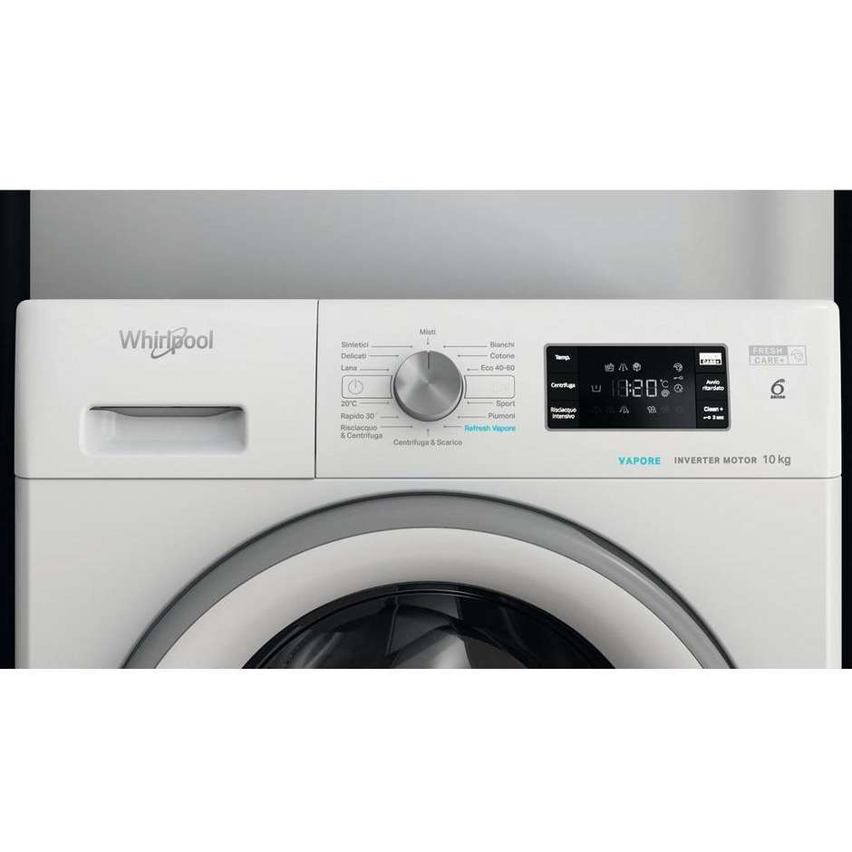 Whirlpool FFB1046SVP Lavatrice Carica frontale Capacità 10 Kg 1400 Giri/min Classe A Colore Bianco