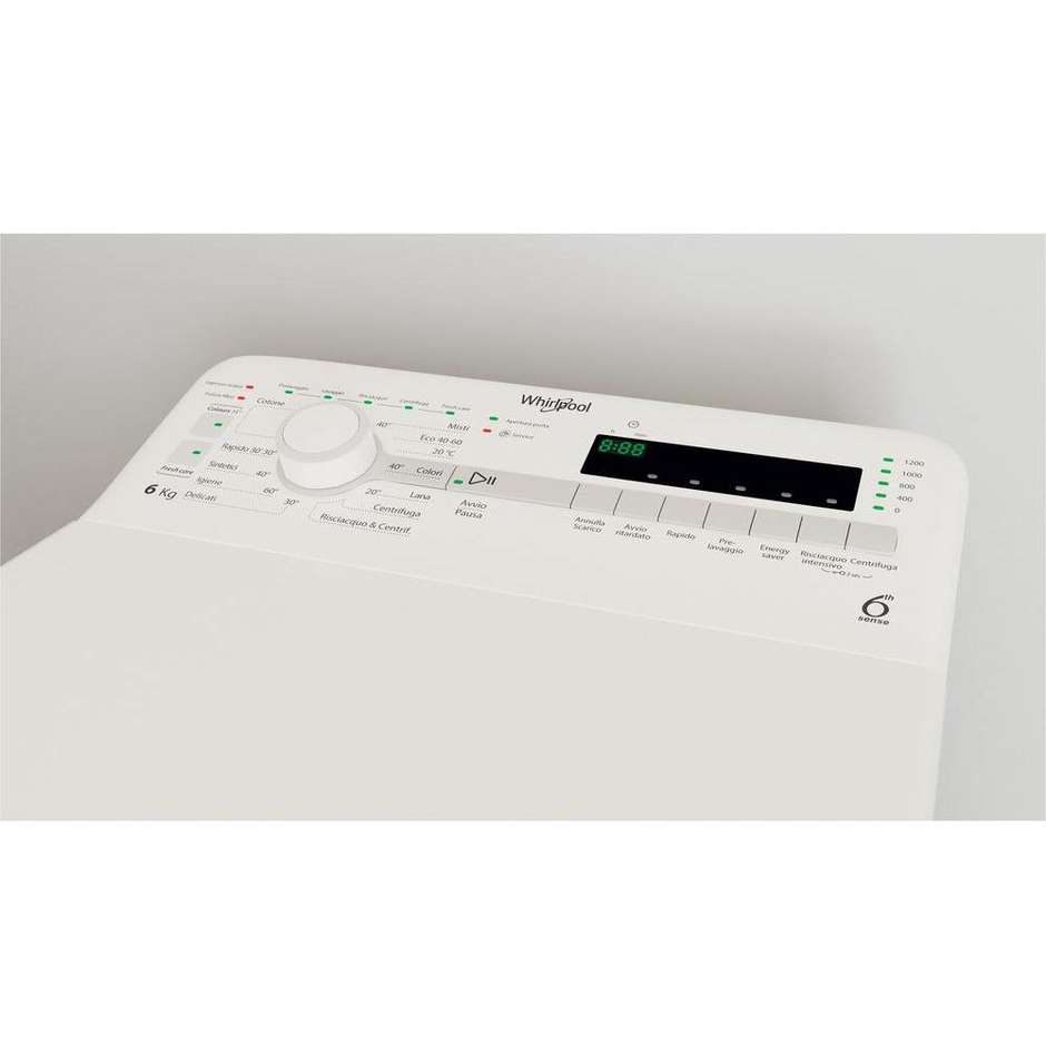 Whirlpool TDLR6240SI Lavatrice Carica dall'alto Capacità 6 Kg 1200 Giri/min Classe C Colore Bianco